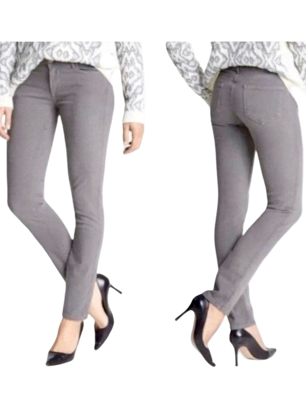 PAIGE Skyline Skinny Ankle Jeans Mid-Rise Gray Size 32